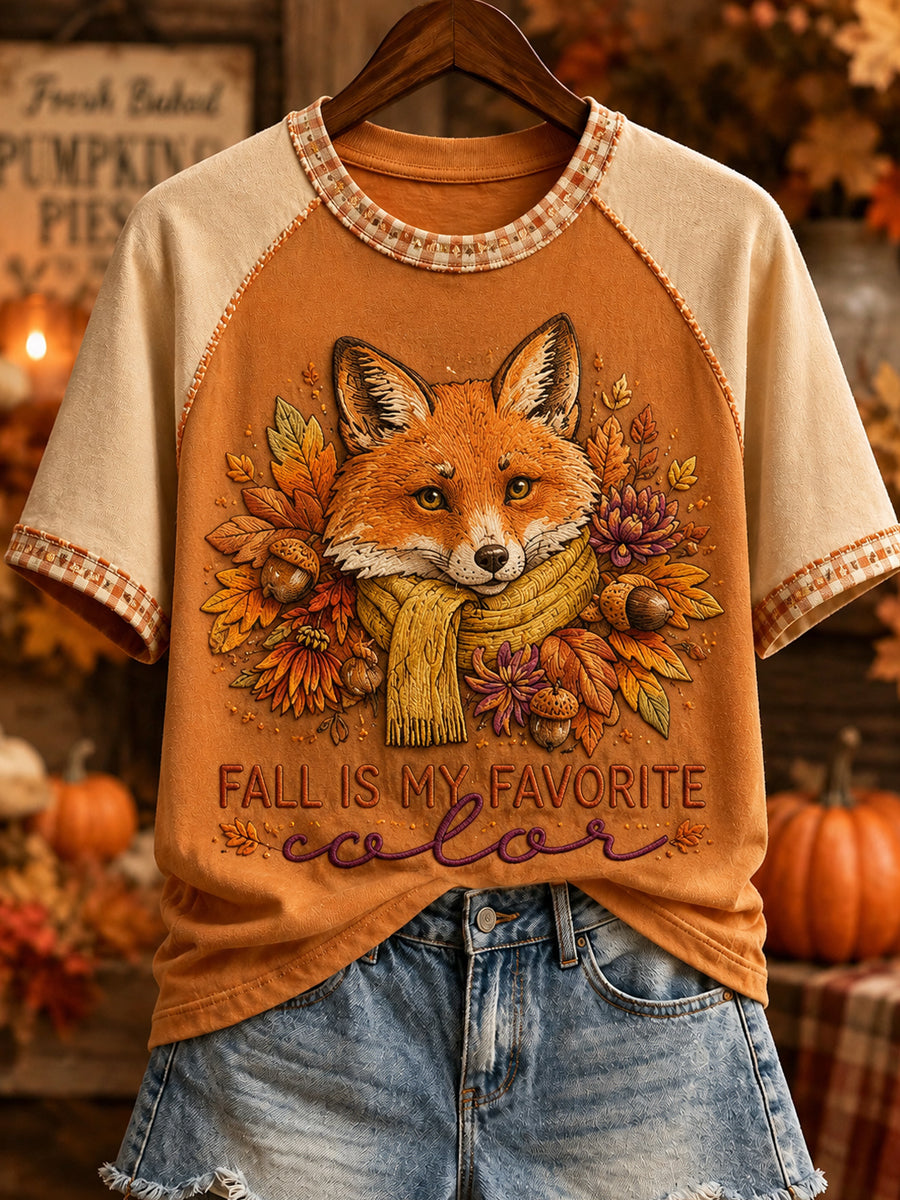 Women's Thanksgiving Pumpkin Maple Leaf Short Sleeve T-shirt