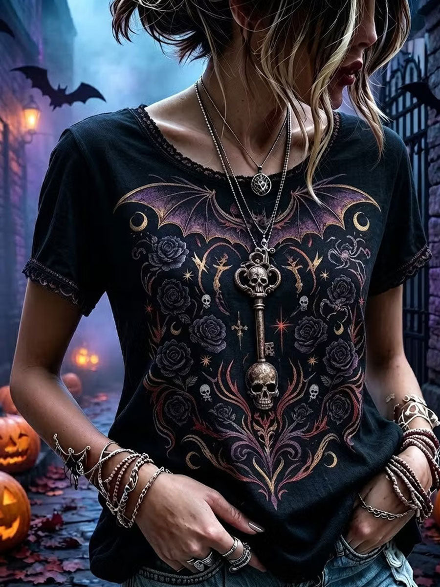 Women's Gothic Skull Cotton Linen Shirt