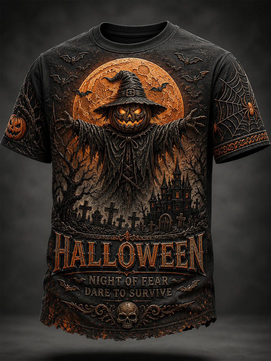 Men's Halloween-Themed Art Print T-Shirt