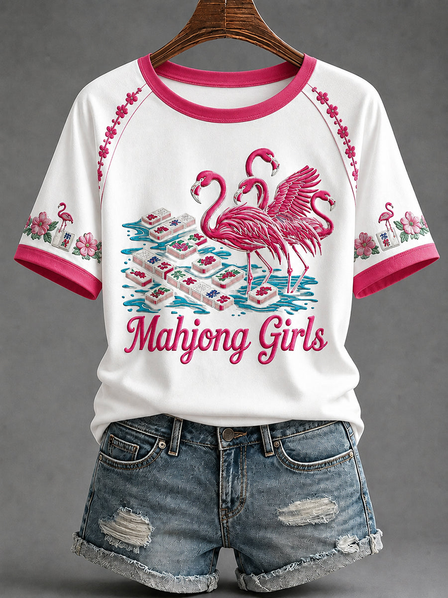Women's Mahjong Print Casual T-Shirt