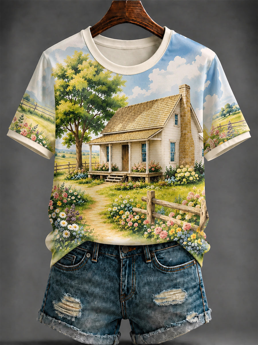 Women's Rural America Printed T-shirt