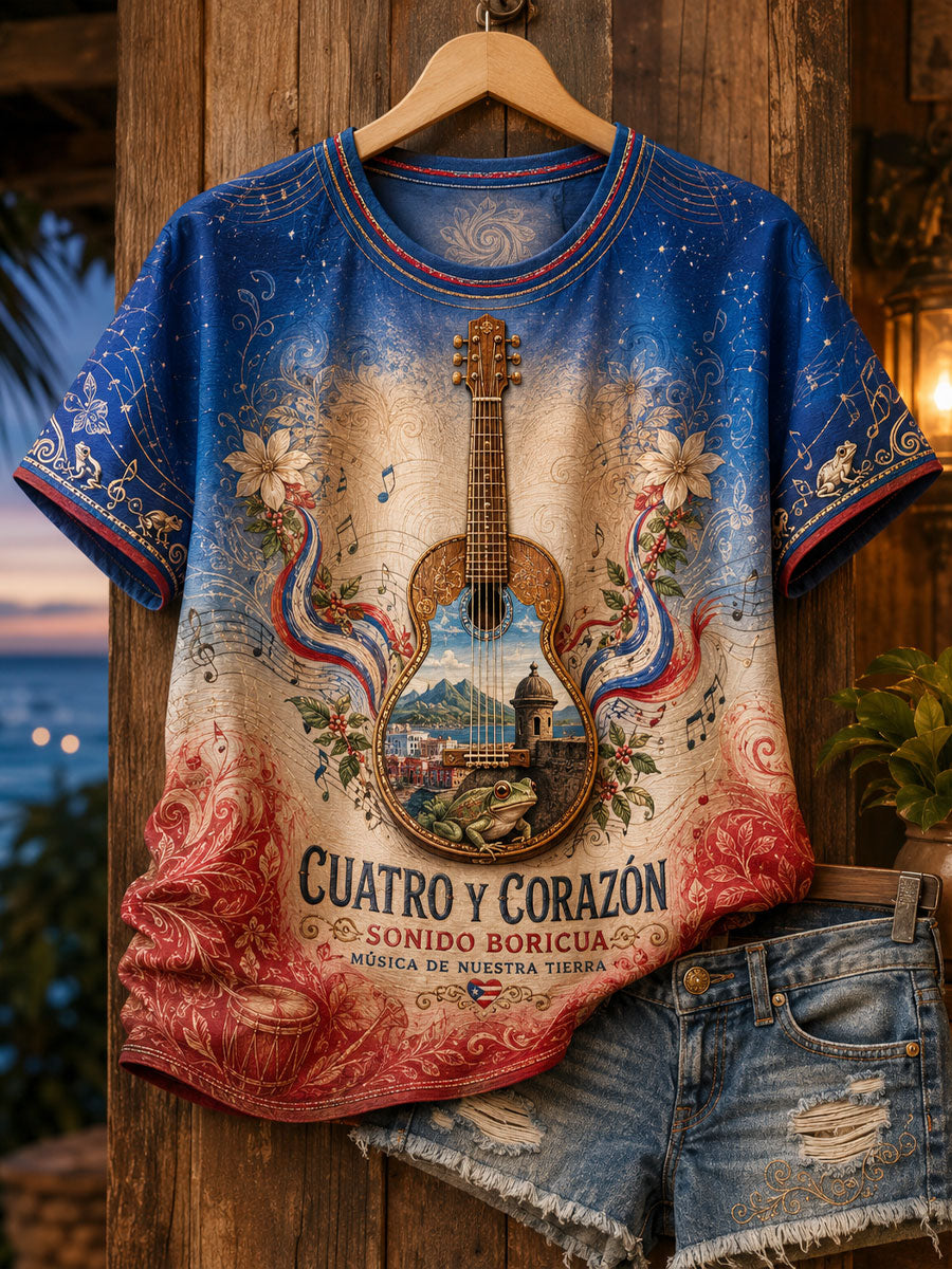 Women's Puerto Rico Art Printed T-shirt