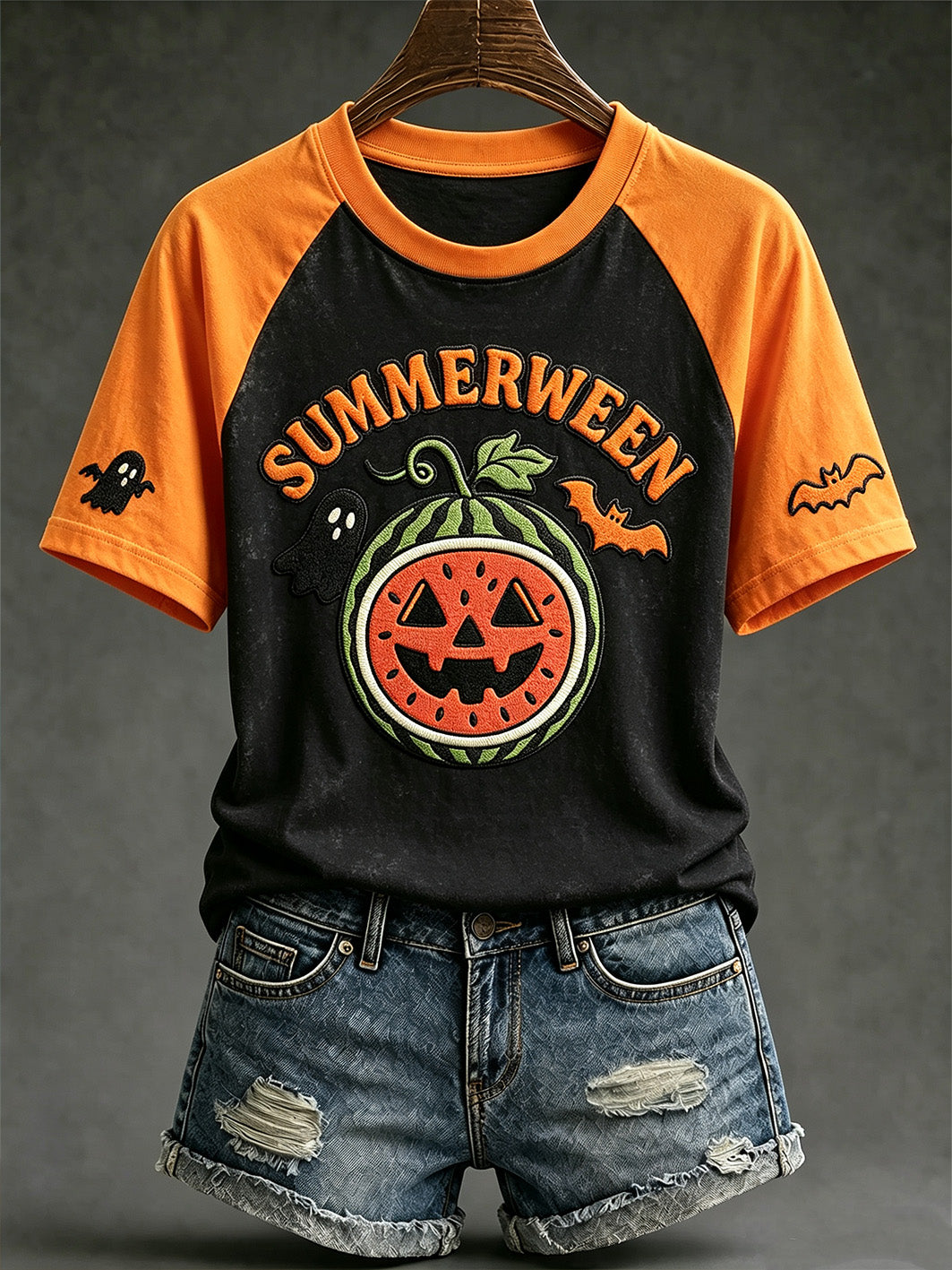 Women's Summerween theme pattern printed casual short-sleeve T-shirt