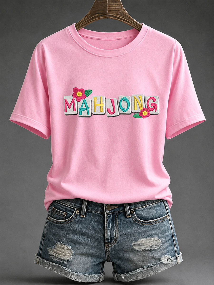 Women's Mahjong Print Casual T-Shirt