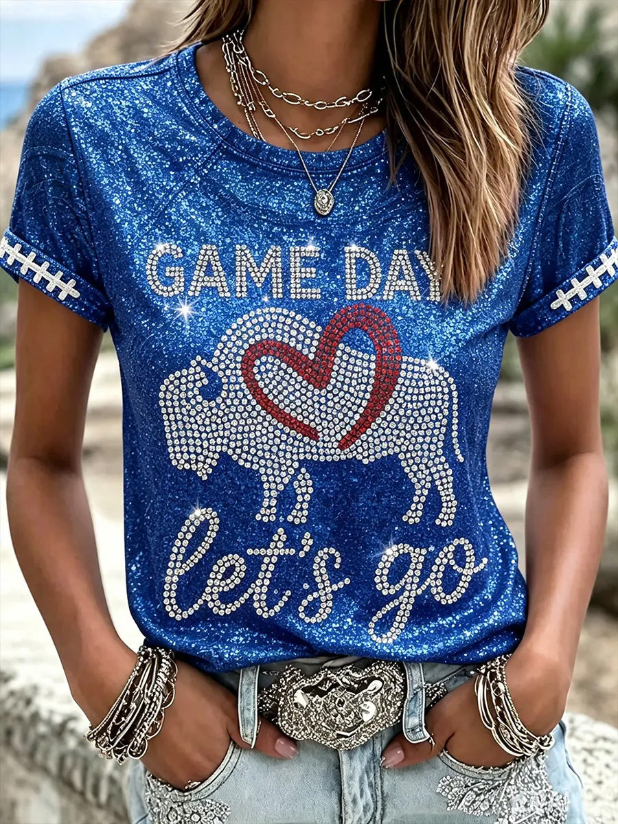Women's Football Lover Buffalo Print Tee