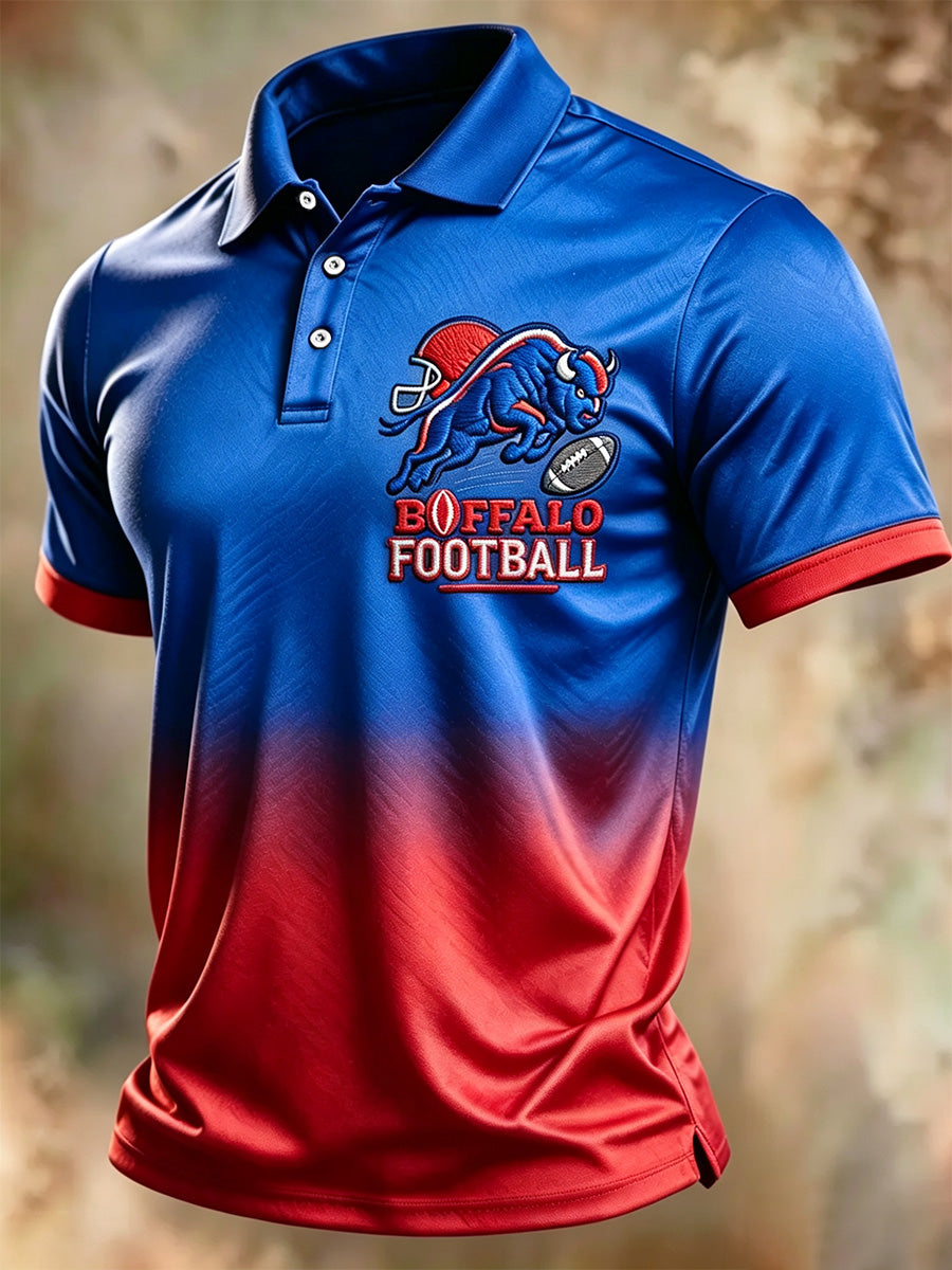 Men's Football Lover Buffalo Print Polo
