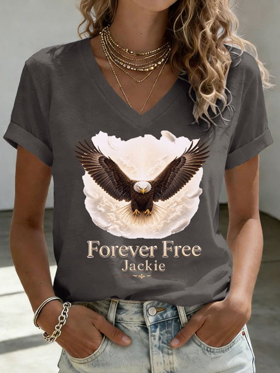 Women's Forever Big Bear Eagle Jackie V-neck T-shirt