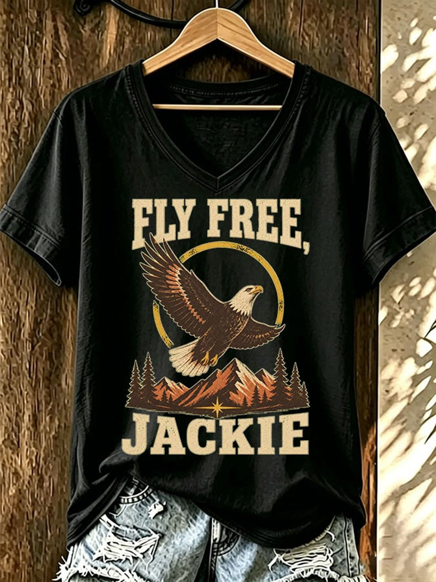 Women's Forever Big Bear Eagle Jackie V-neck T-shirt
