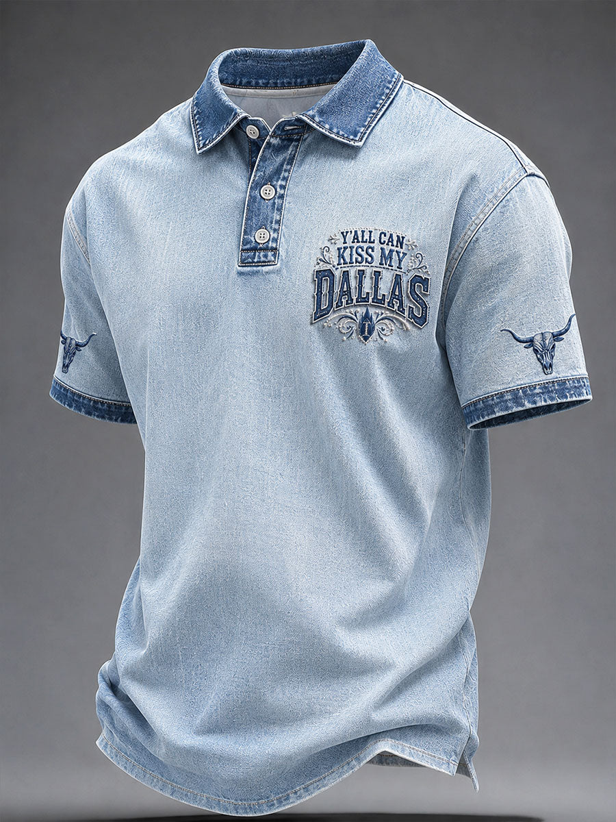 Men's Game Day Football Print Casual Polo Shirt
