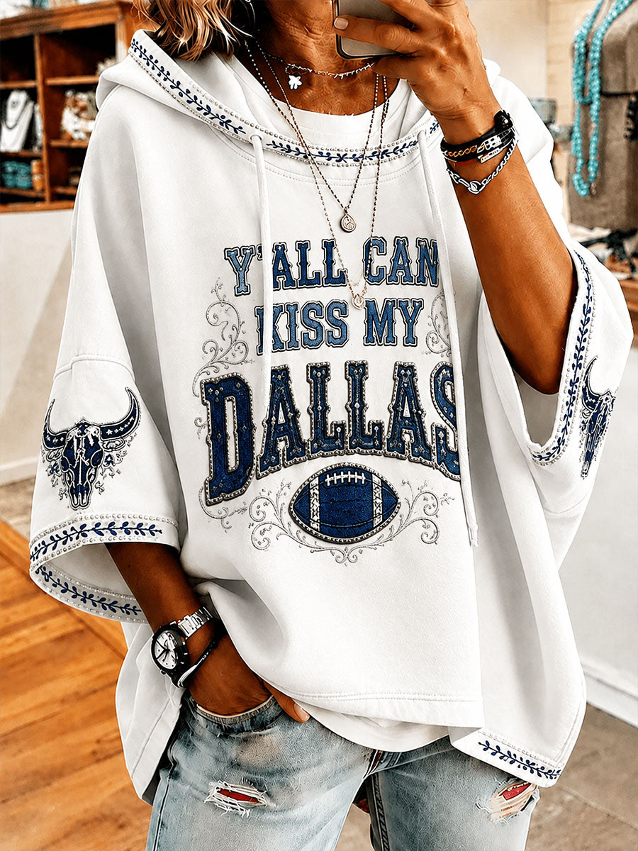 Women’s Game Day Football Print Casual Short-Sleeve Hoodie