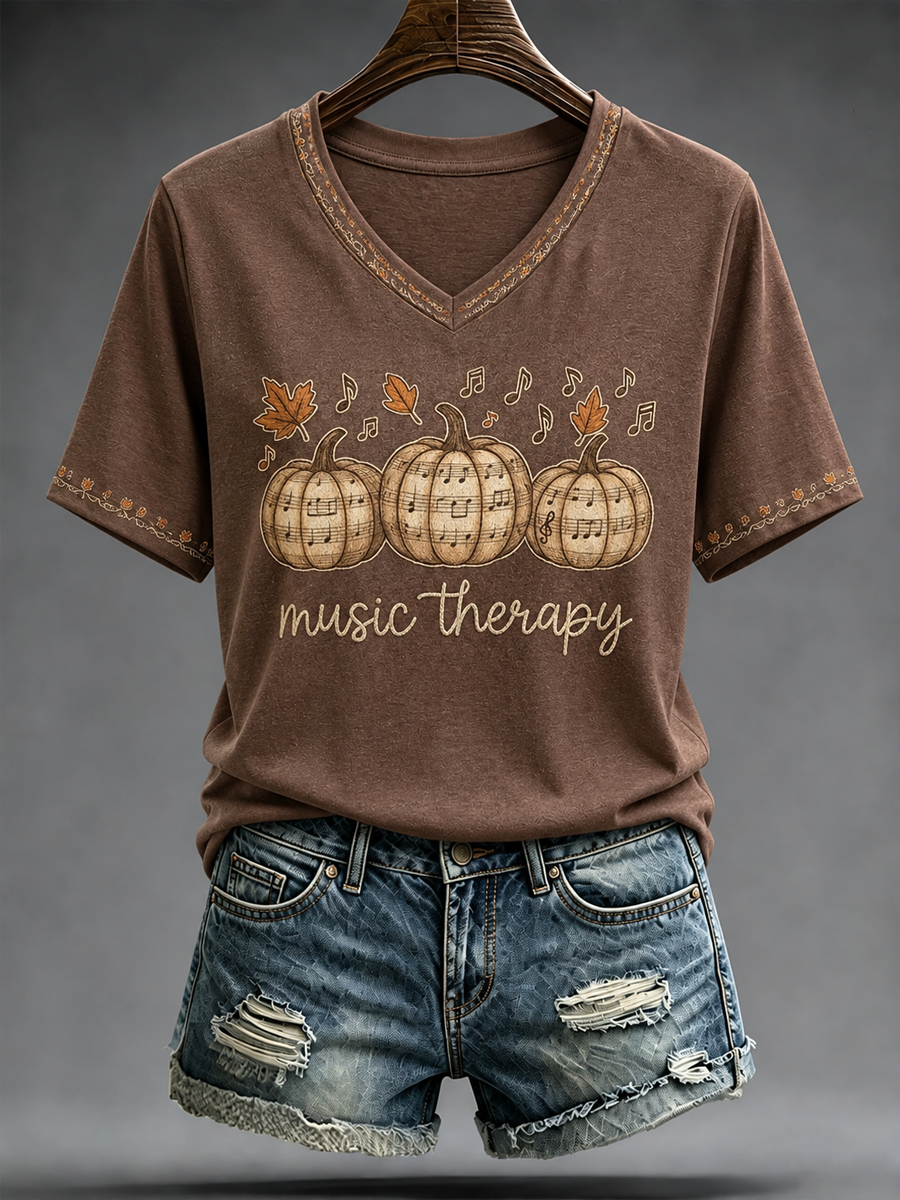 Women's Autumn Music Printed short-sleeved T-shirt