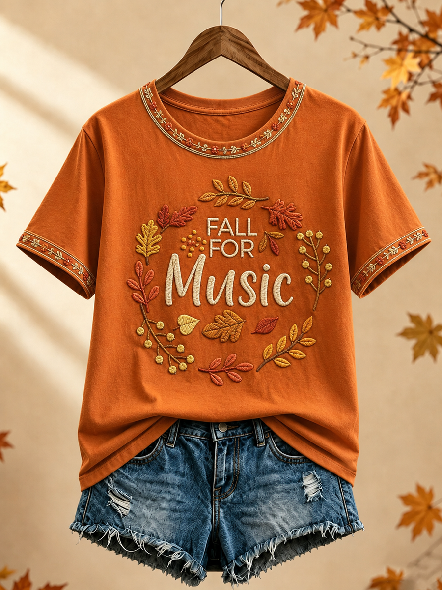 Women's Autumn Music Printed short-sleeved T-shirt