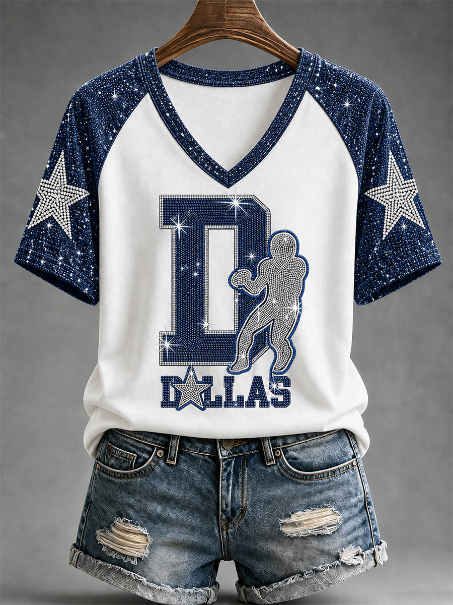 Women's Football Gameday Gift For Football Fans V-Neck Tee