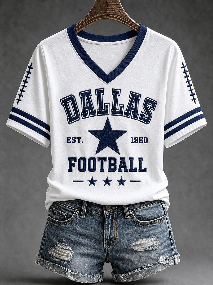 Women's Football Gameday Gift For Football Fans V-Neck Tee