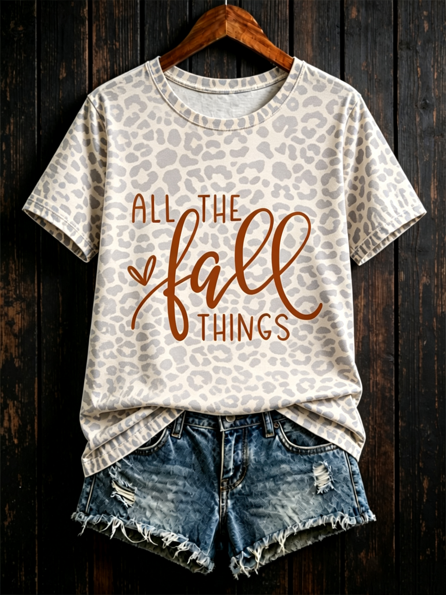 Women's All the FALL THINGS Printed short-sleeved T-shirt