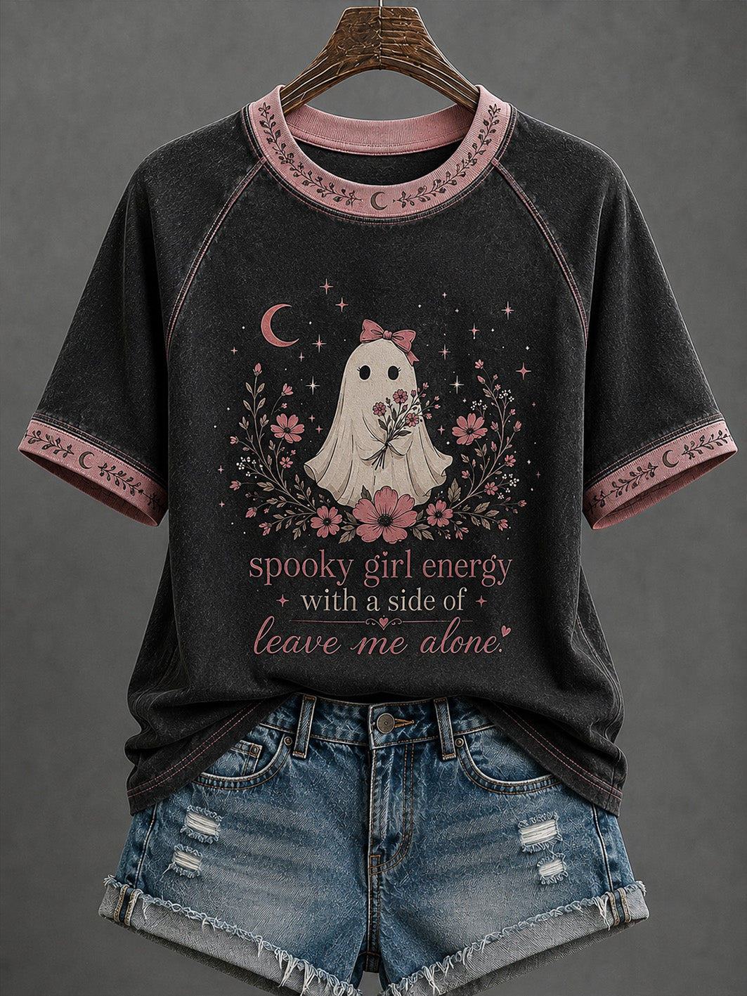 Women's Halloween Retro Cute Boo Pattern Printed Casual Short-Sleeve T-shirt