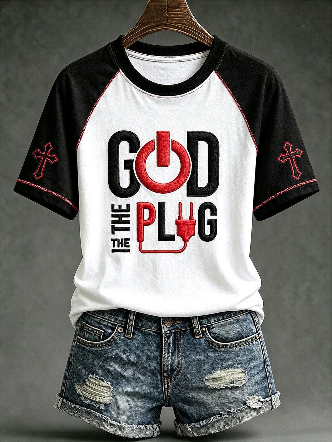 Women's faith-themed fun slogan printed casual short-sleeve T-shirt
