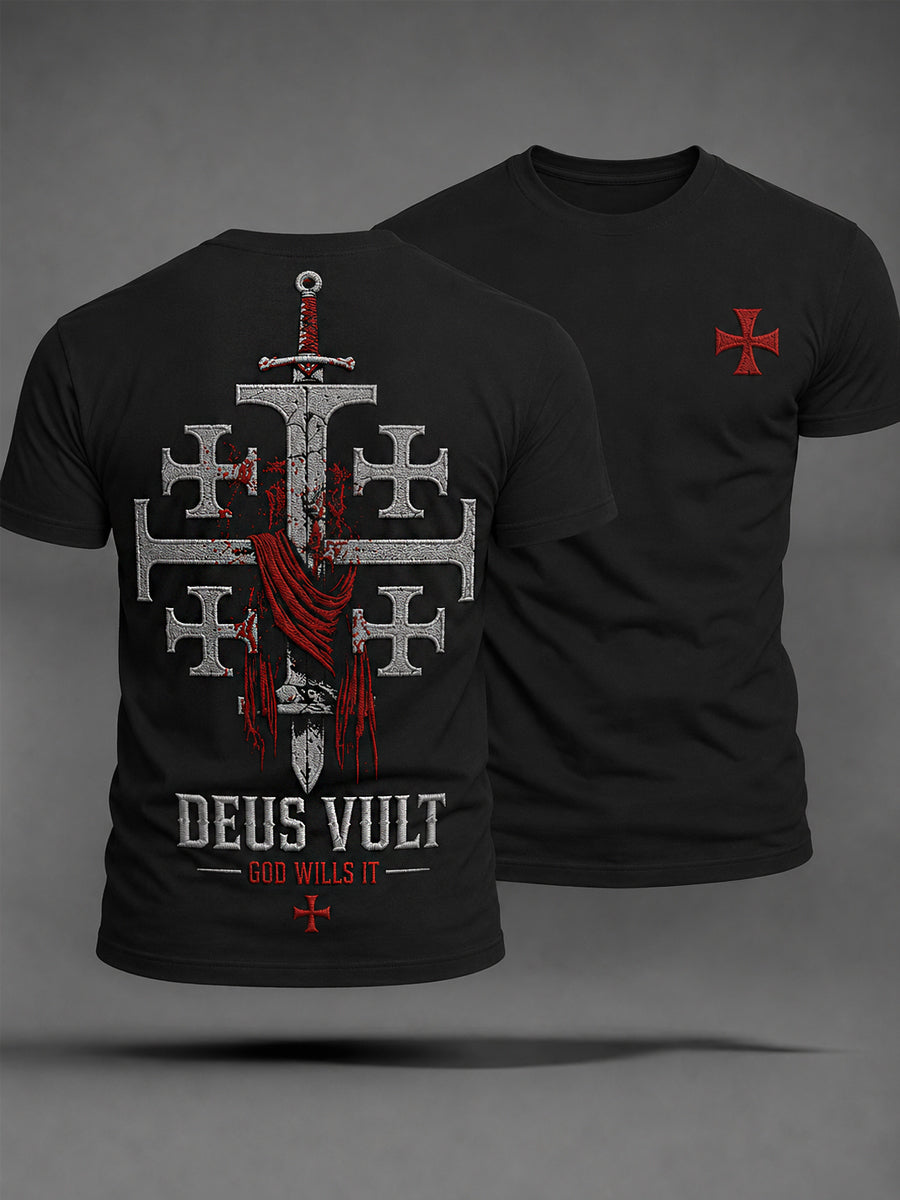 Men's Deus Vult Print Casual Tee