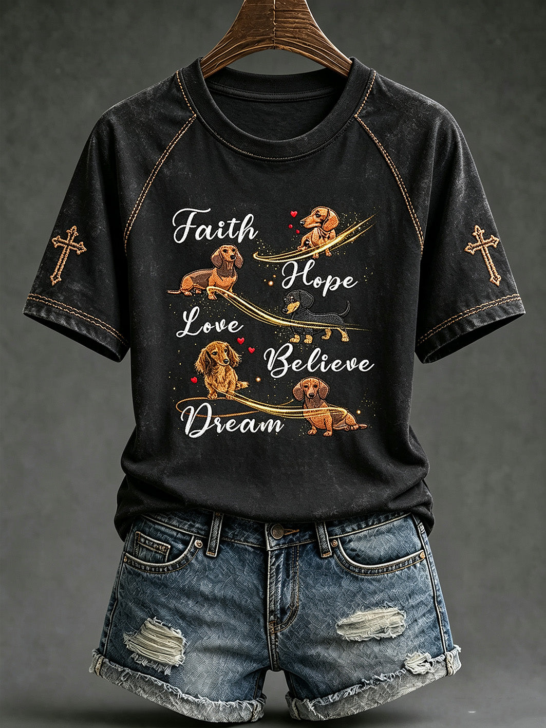 Women's faith-themed fun slogan printed casual short-sleeve T-shirt