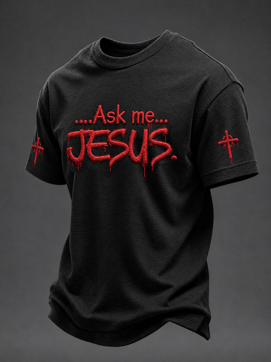 Men's Ask me JESUS. Printed T-shirt