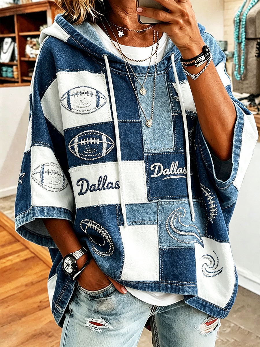 Women’s Football Gameday Gift For Football Fans Casual Short-Sleeve Hoodie