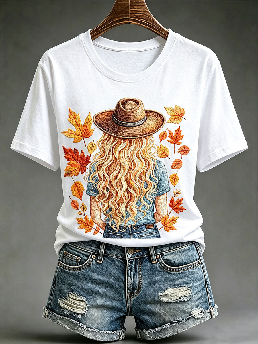 Women's Falling Leaves In Autumn Short-sleeved T-shirt