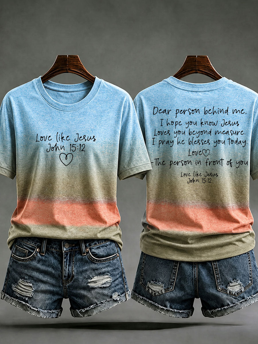 Women's Love Like Jesus Printed Casual T-Shirt