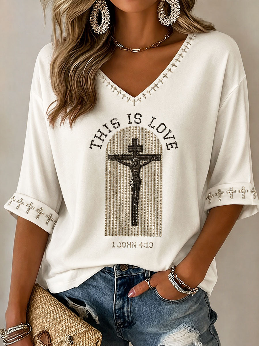 Women's This Is Love Catholic Faith Casual T-shirt