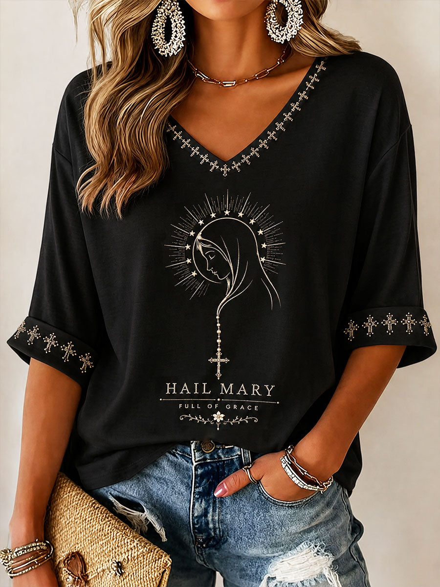 Women's Virgin Mary Catholic Faith Casual T-shirt
