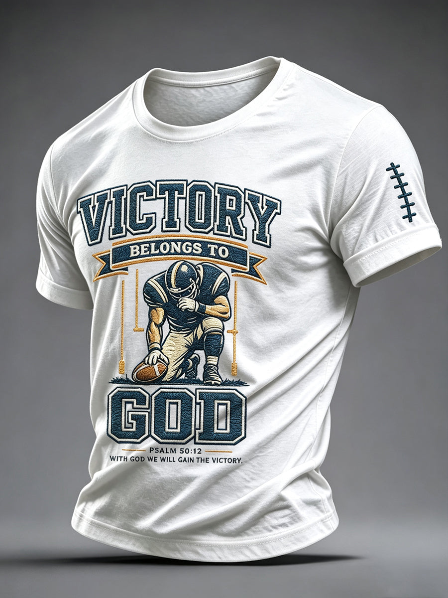 Men's Football And Jesus Faith Print T-shirt