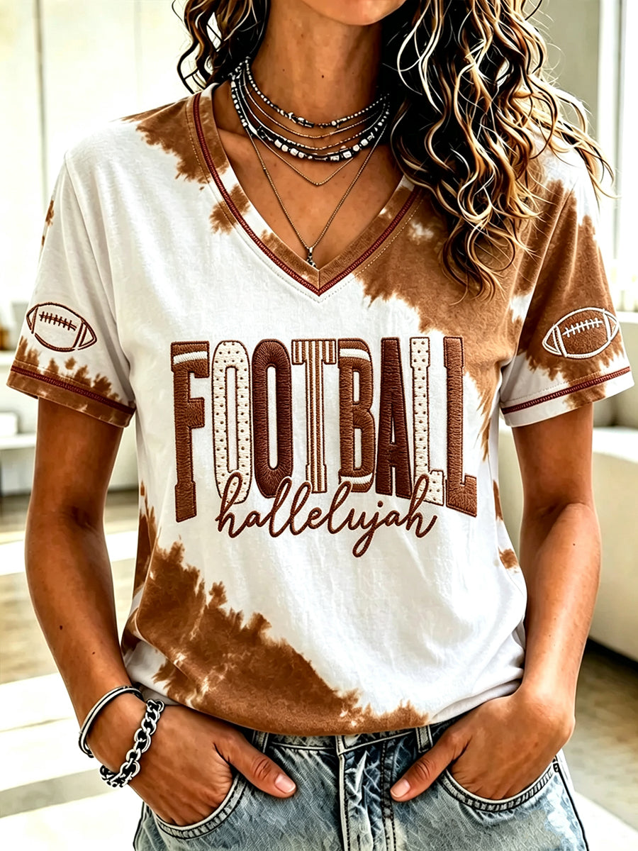 Women's Football And Jesus Faith Print T-shirt