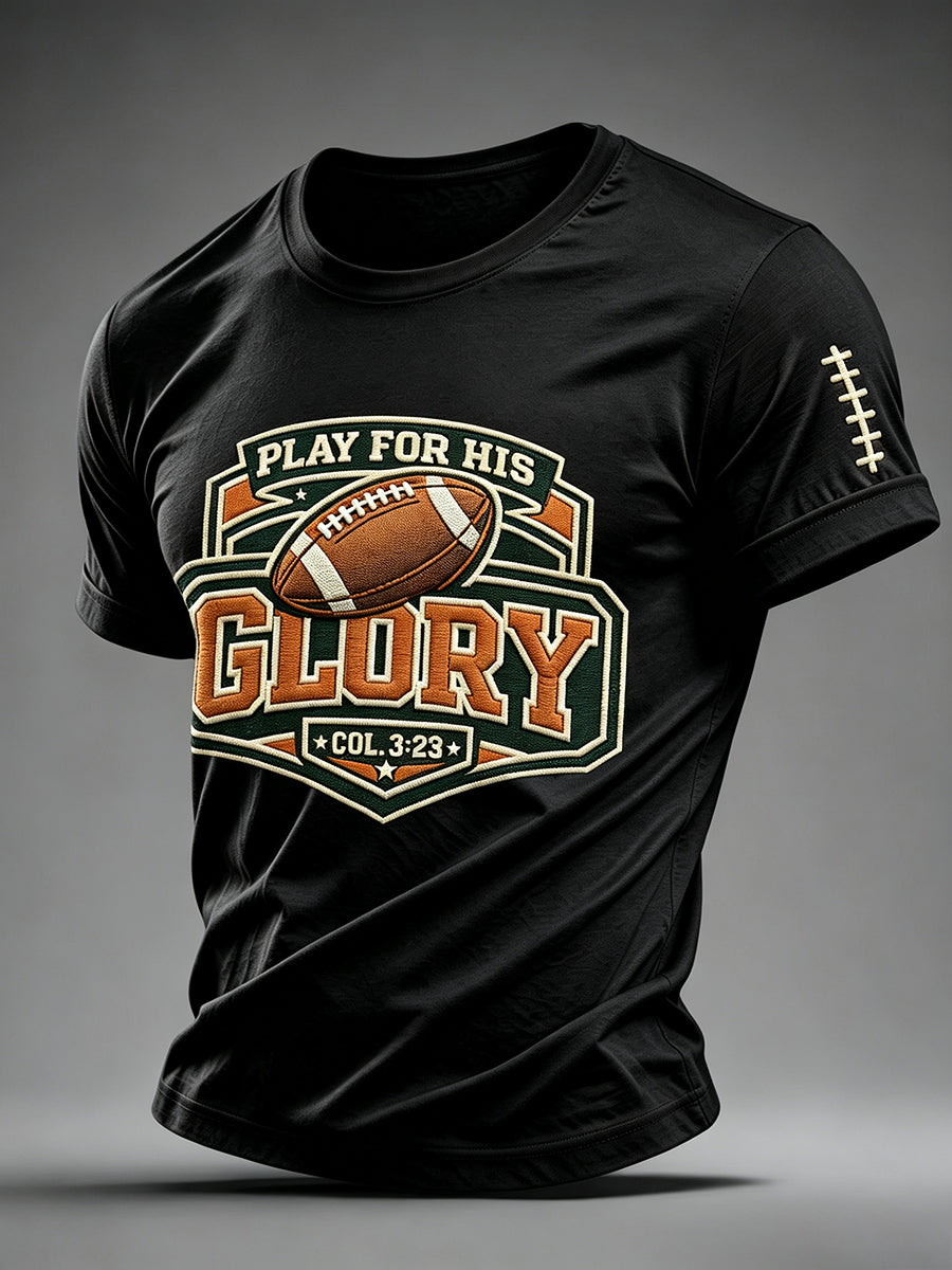 Men's Football And Jesus Faith Print T-shirt