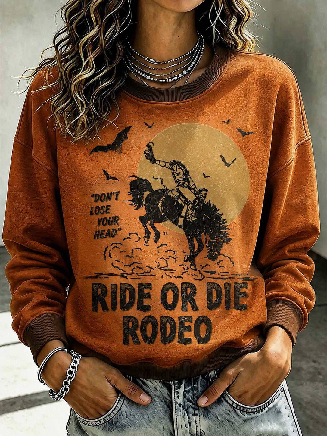 Women's Western Halloween Printed Sweatshirt