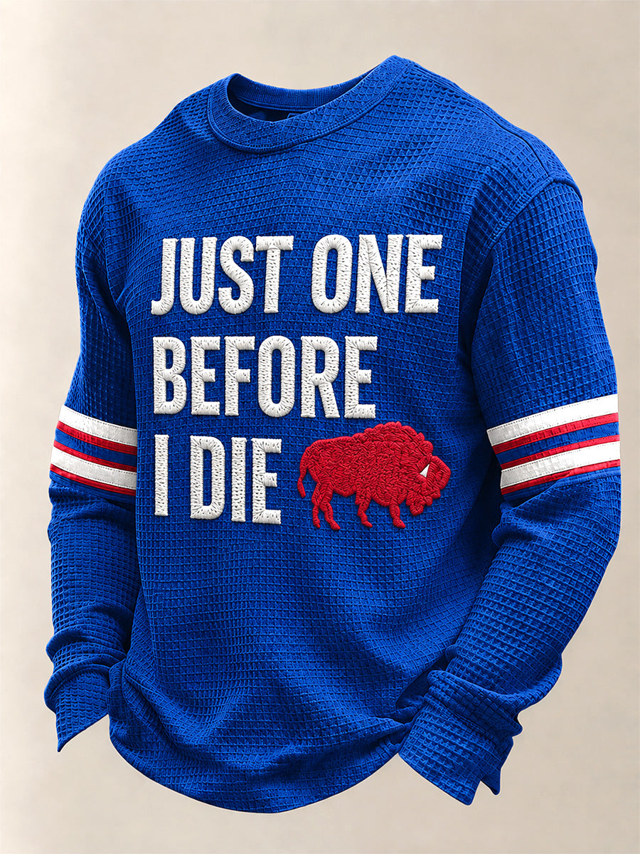 Men's Football Lover Buffalo Print Waffle Long Sleeve Top