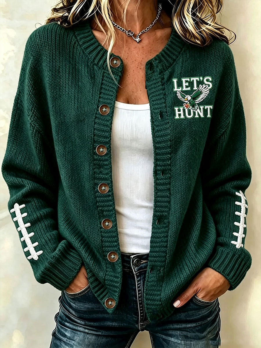 women's Let's Hunt Football Cardigan