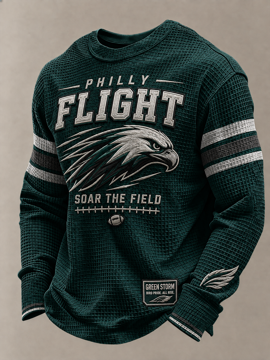 Men's Eagles Football Gameday Gift For Football Fans Waffle Long Sleeve Top