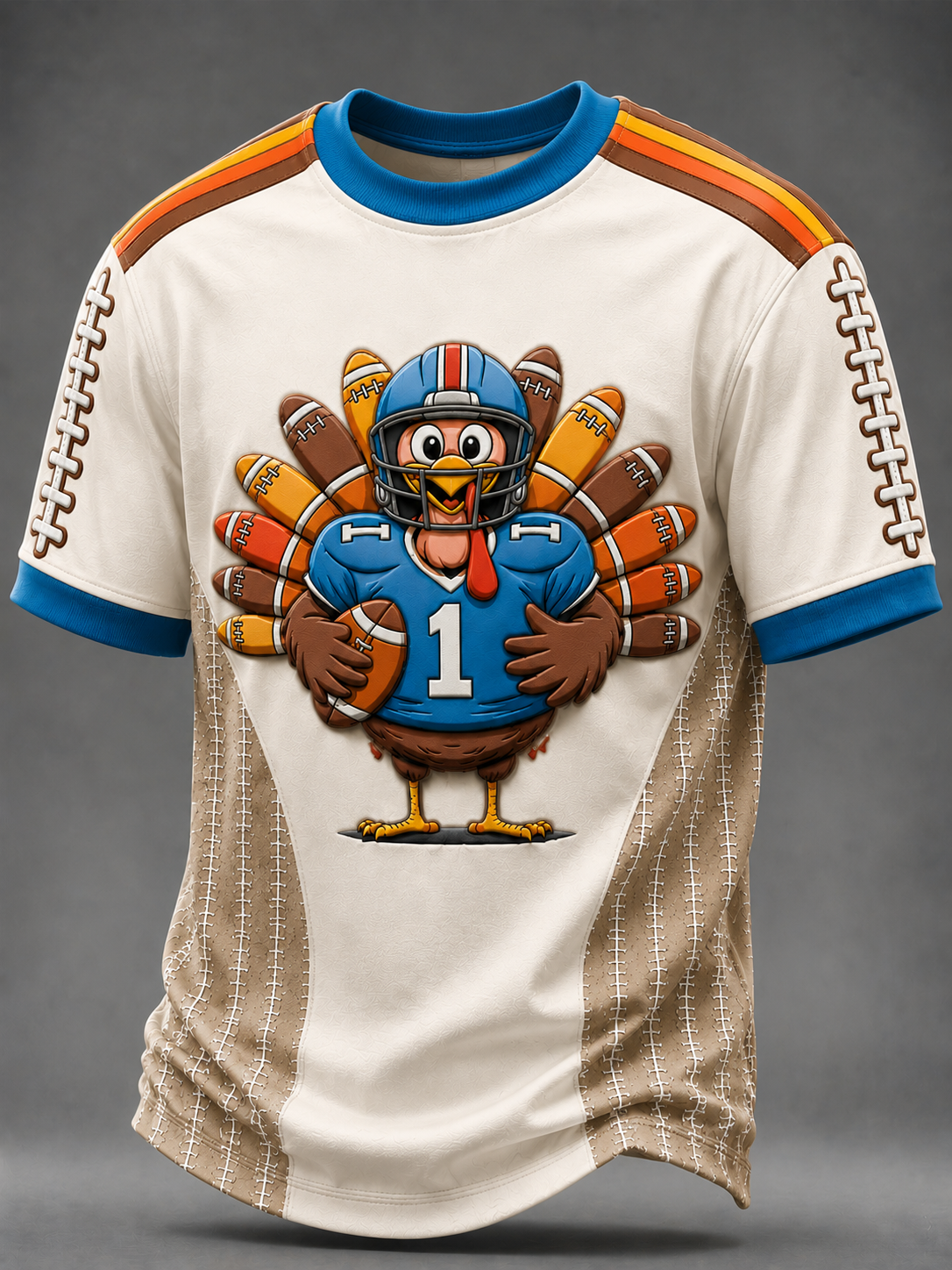 Men's Fun Turkey Rugby Short Sleeves T-shirt