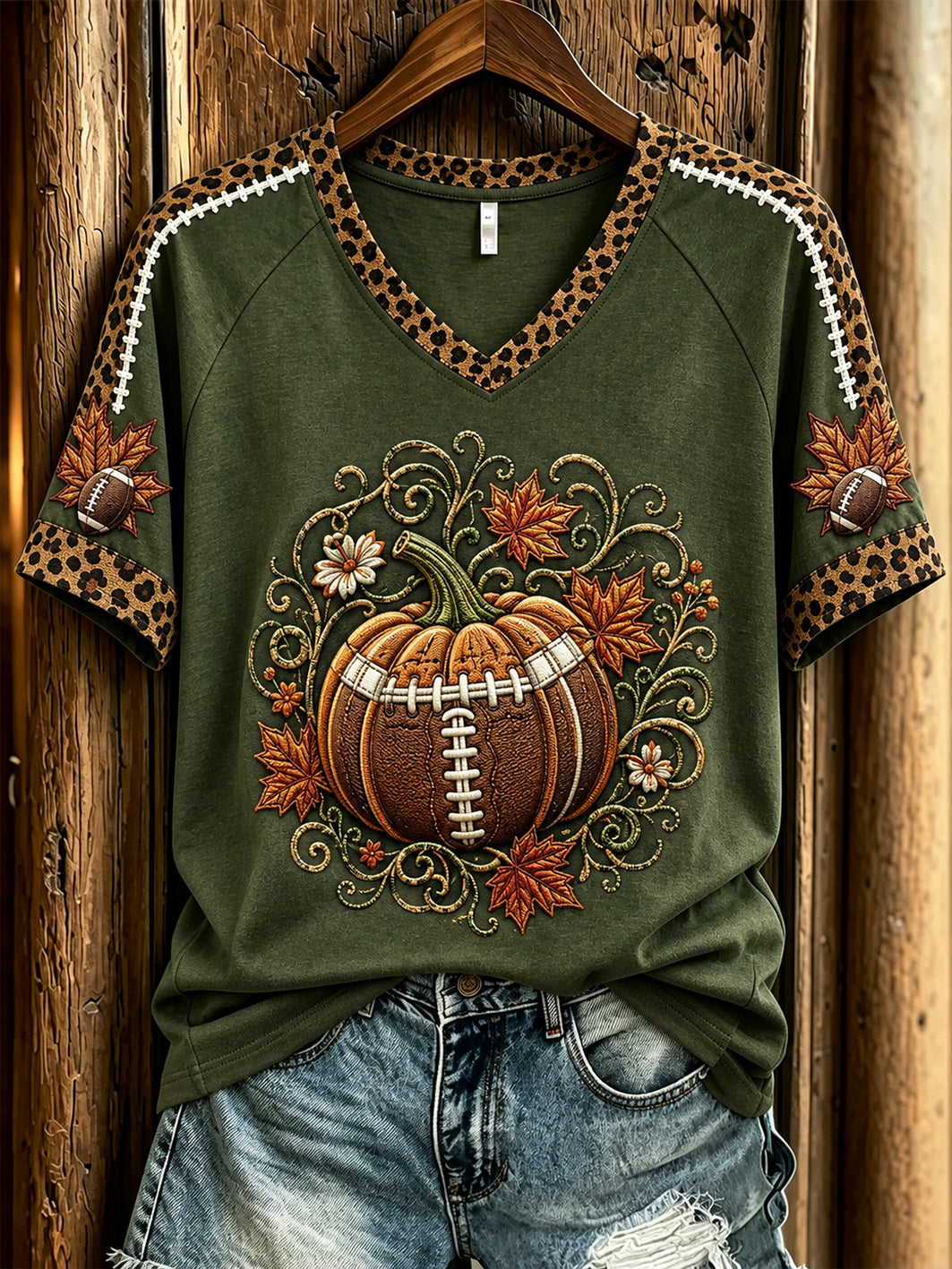 Women's Autumn Pumpkin Pattern Casual Short Sleeve T-shirt