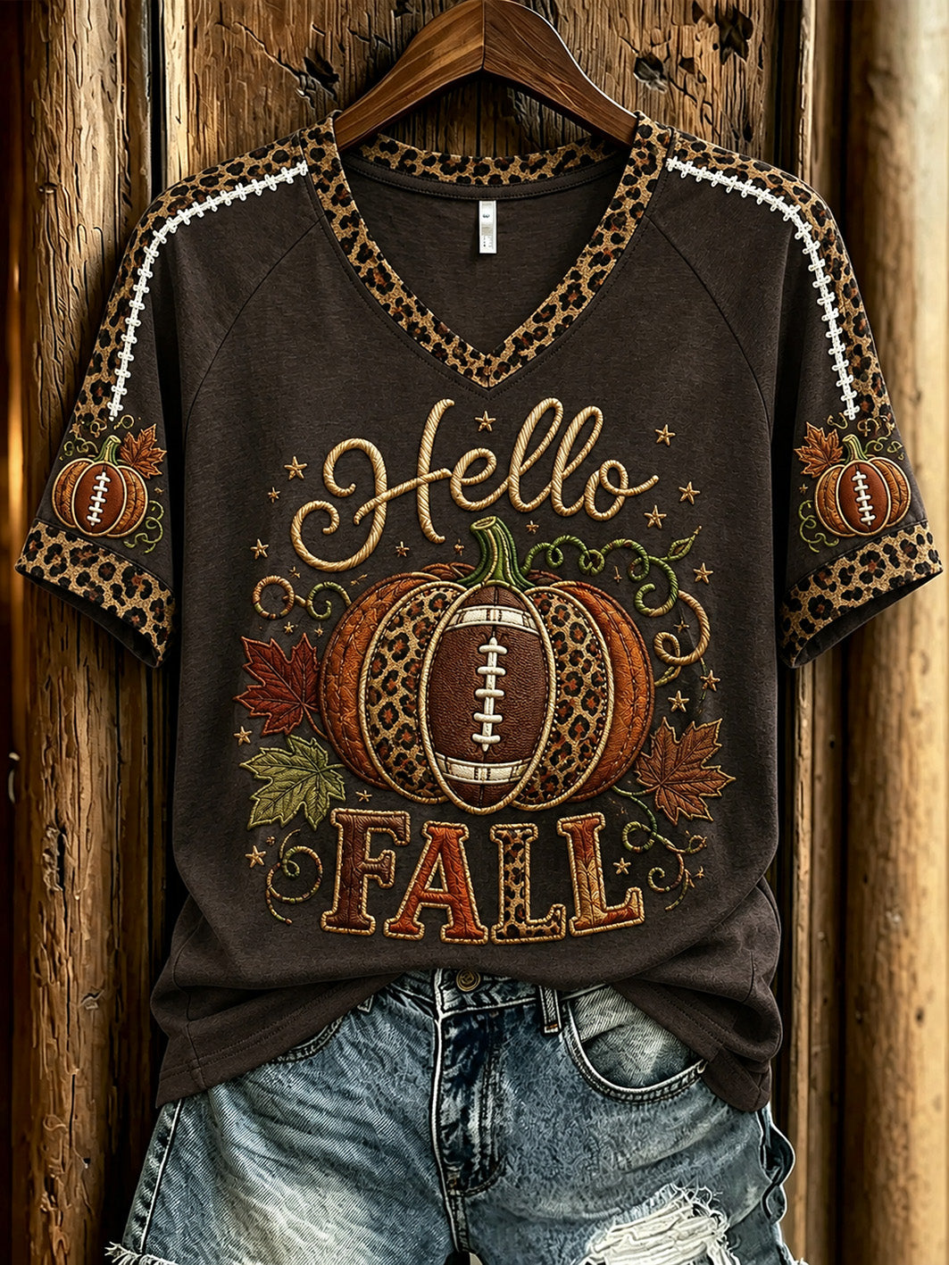 Women's Autumn Pumpkin Pattern Casual Short Sleeve T-shirt