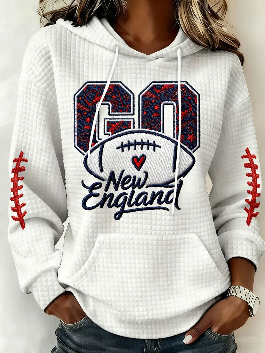 Women's Football Print Large-sized Hooded Sweatshirt