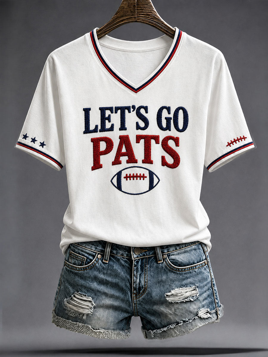 Women's Let's Go Pats Football Print Short-sleeved T-shirt