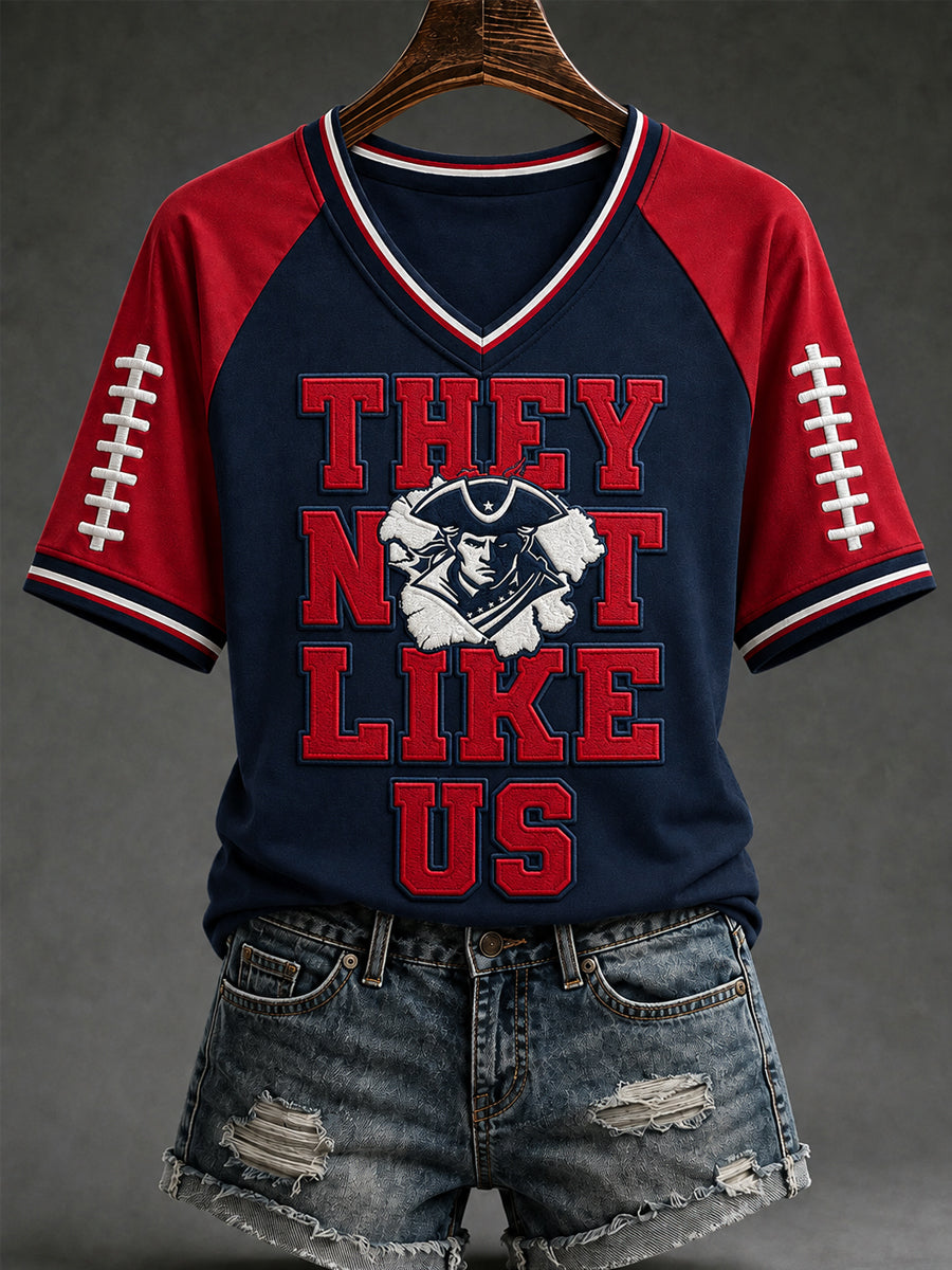 Women's They Not Like Us Football Gameday Gift For Football Fans Casual V-Neck Tee