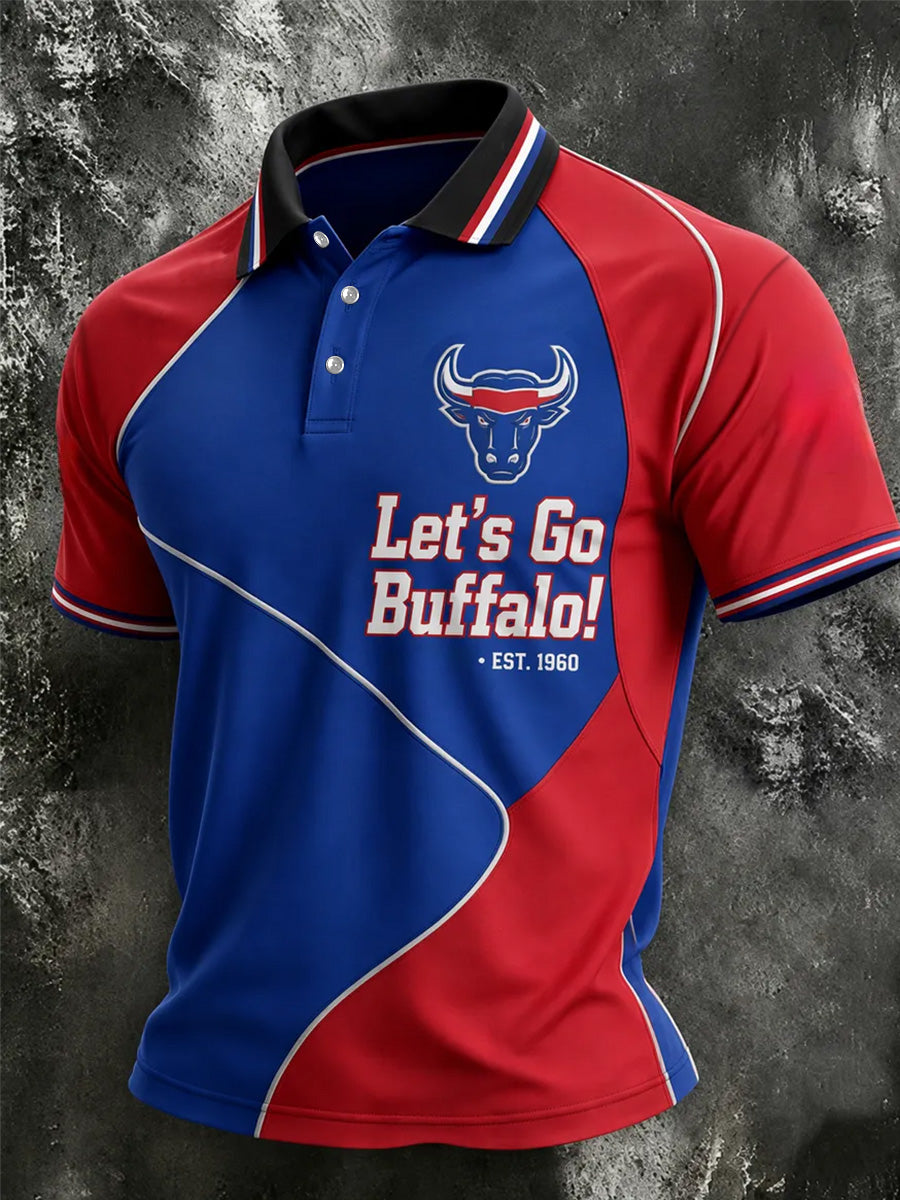 Men's Football Lover Buffalo Print Casual Polo