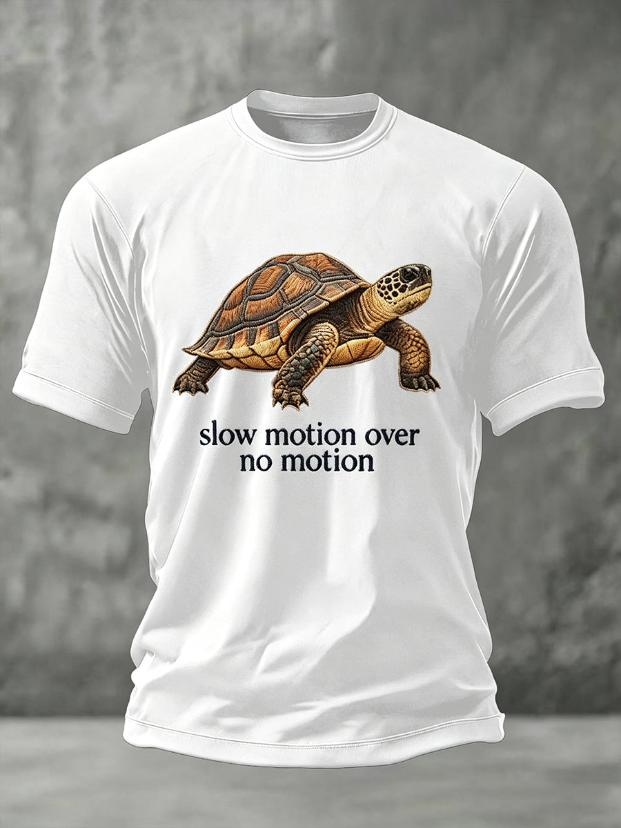 Men's Chicago Football Lover Turtle Slow Motion Over No Motion Printed T-shirt