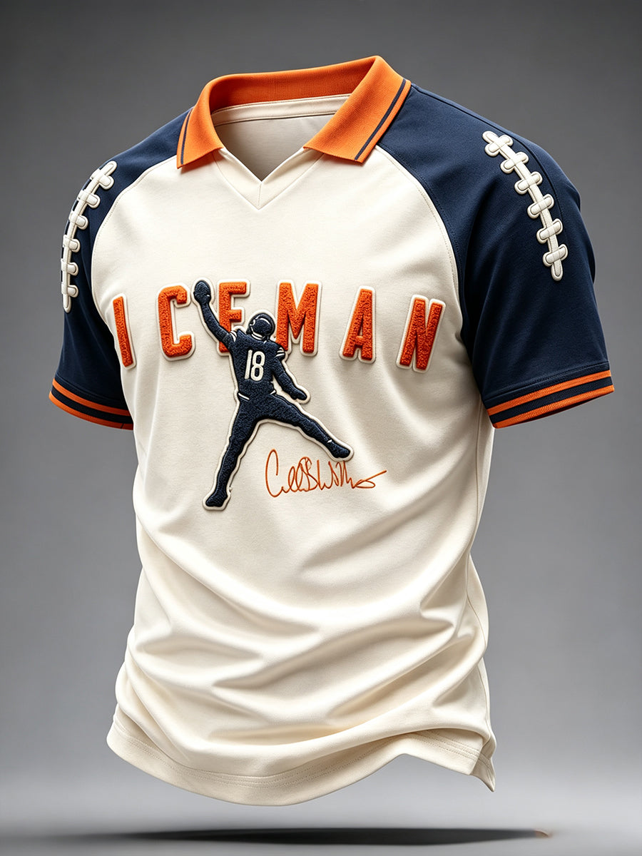 Men's Chicago Football Lover Bear Art Printed Casual Tops