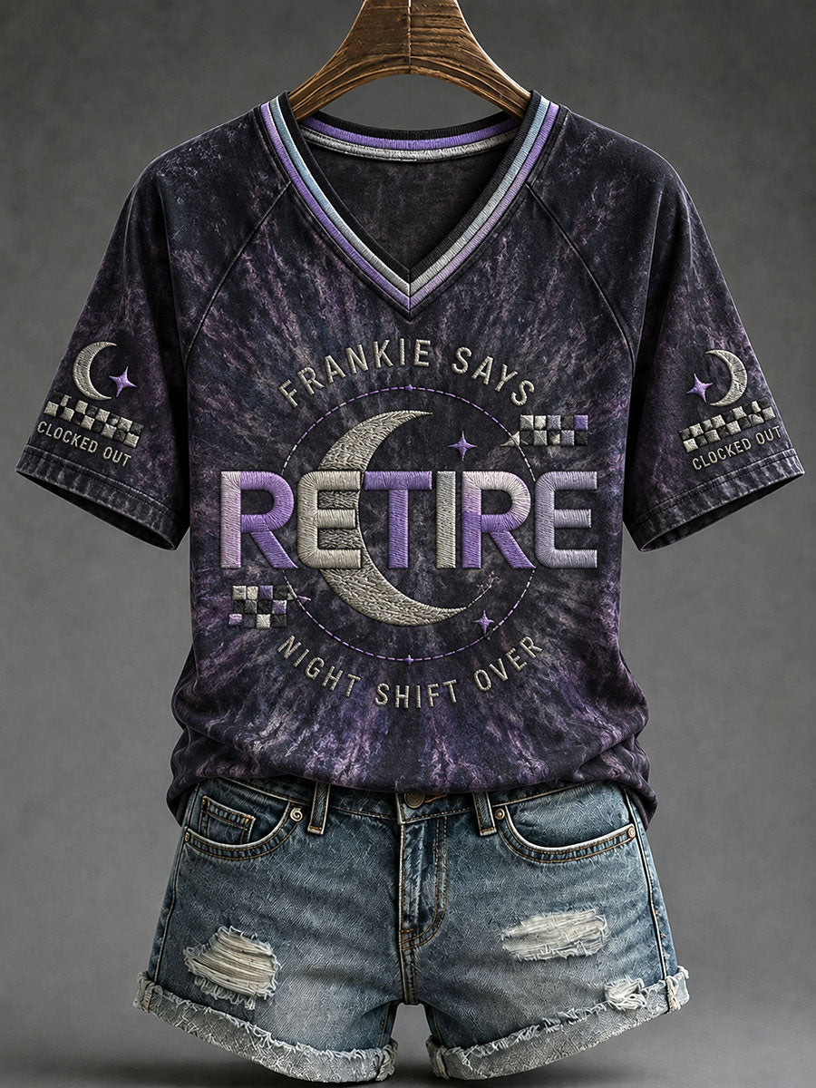 Women's "Frankie says retire" V-neck T-shirts