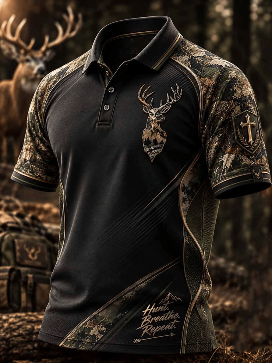 Men's Vintage Traditional Reindeer Pattern Western Shirt