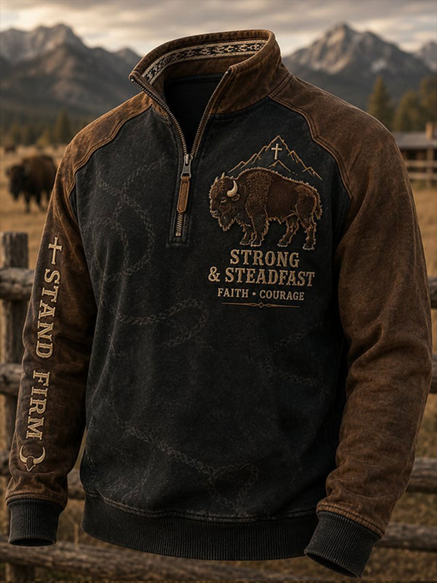 Men's Vintage Traditional Reindeer Pattern Western Sweatshirt