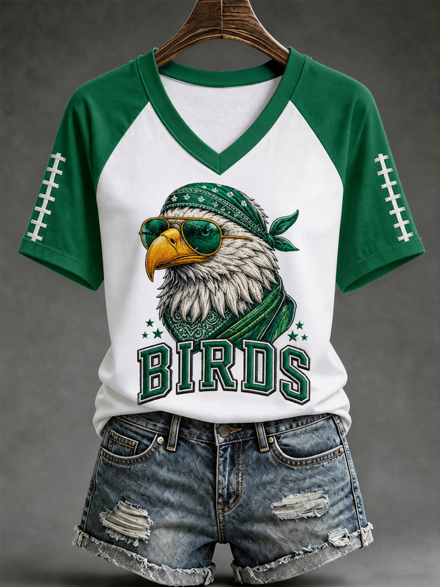 Women's Football Gameday Gift For Football Fans Casual V-Neck Tee