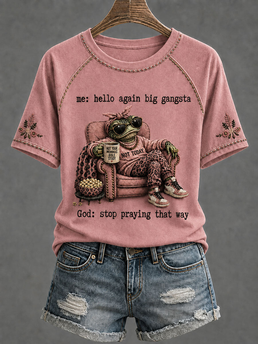 Women's 'Stop Praying That Way' Printed Casual T-Shirt